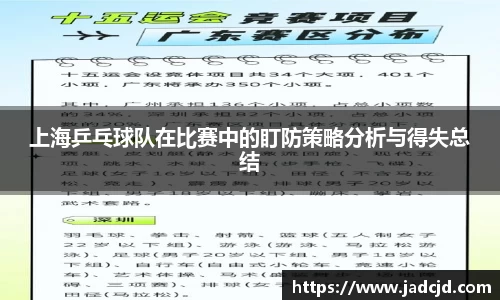 上海乒乓球队在比赛中的盯防策略分析与得失总结